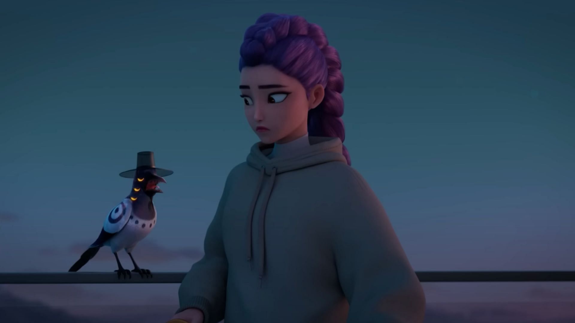 The bird stole the tiger's hat (Image via YouTube/Netflix Family)